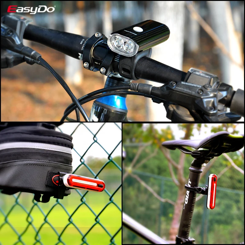 Easydo Bike Headlight Rear Flashlight for Bike Lights for Bicycle Head Front Light with Taillight MTB Road Cycling  Accessories