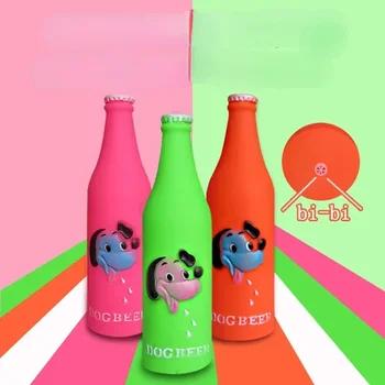 New Dog Toys Silicone Beer Bottle Brother Dog Pattern Puppy Pet Play Chew Squeaky Toys for Dogs Cats Pets Supplies 3
