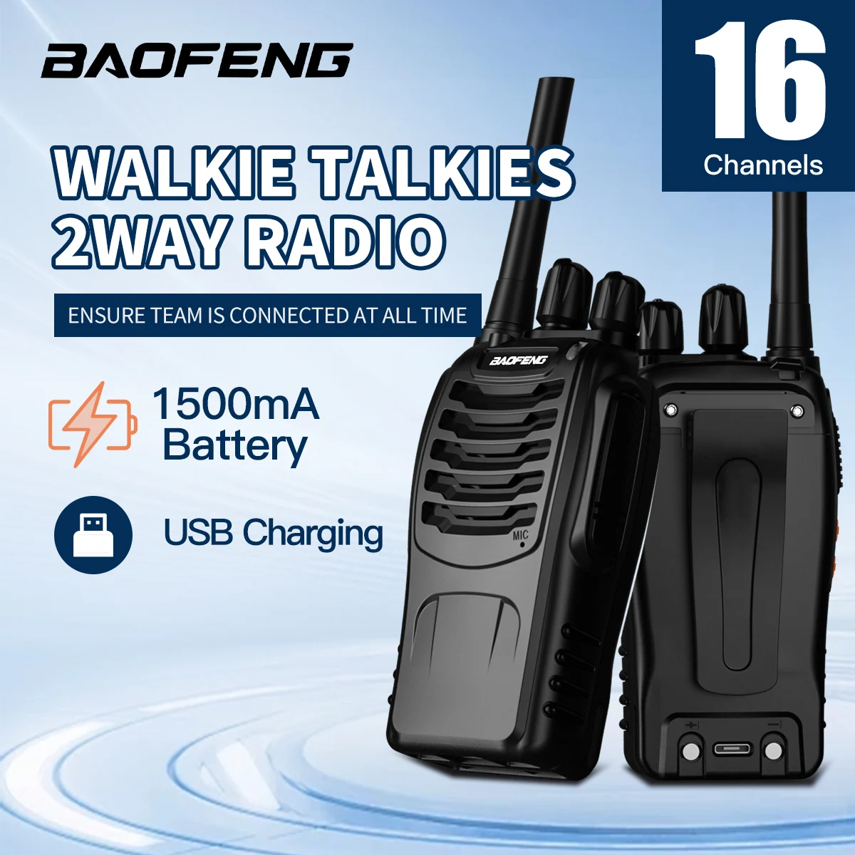 바오펑 888s 플러스 사이트 무전기는 건설 현장에서 강력하고 오래 지속되는 USB 충전식 핸드헬드 무전기를 제공합니다.