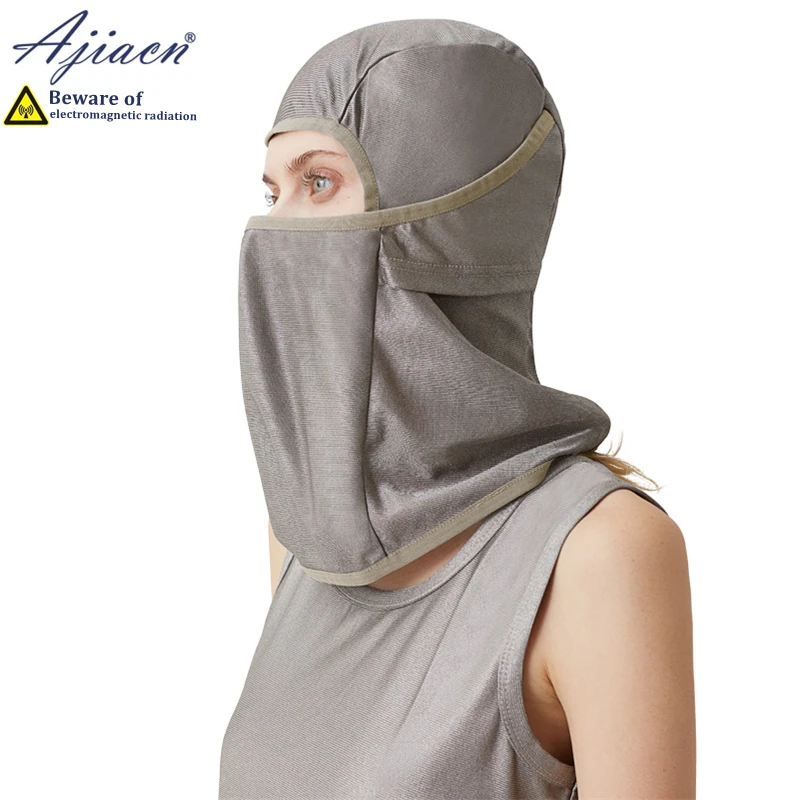 Anti-radiation 100% silver fiber knitted fabric head hood Comfortable, breathable Electromagnetic radiation shielding head hood