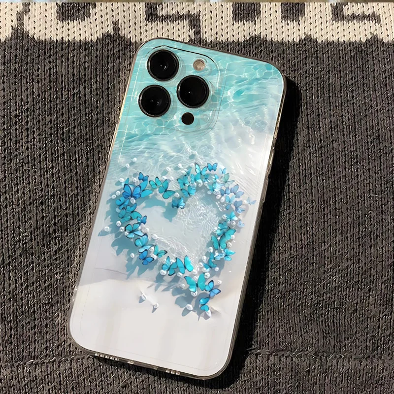 Ocean Turtle Soft Clear Phone Case Sea Water Butterfly Design