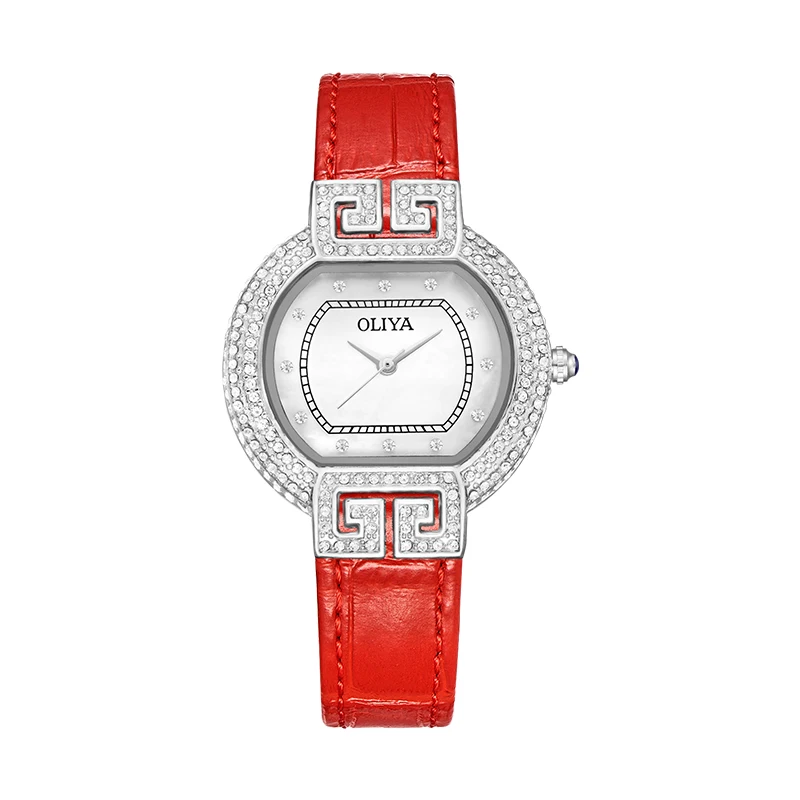 Pearl Fritillaria high-grade Zircon ladies watch Lucky star girl fashion waterproof leather ladies Decorative Quartz watch
