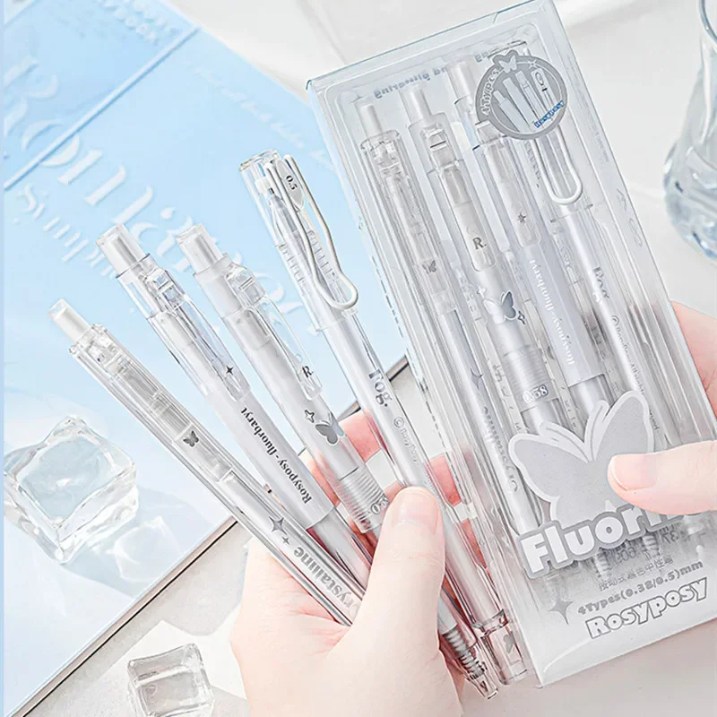 4 teile/schachtel Einfachheit Gel Stift Mode Blau Weiß Einfarbig Schreibwaren Stift 0,38/0,5mm Schwarz Tinte Gel stift Schreiben Liefert Student