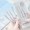 4pcs/box Simplicity Gel Pen Fashion Blue White Solid Color Stationery Pen 0.38/0.5mm Black Ink Gel Pen Writing Supplies Student 1