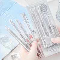 4pcs/box Simplicity Gel Pen Fashion Blue White Solid Color Stationery Pen 0.38/0.5mm Black Ink Gel Pen Writing Supplies Student 1