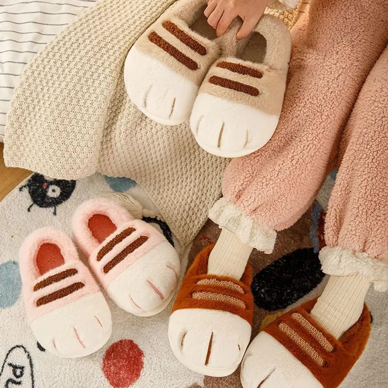 New warm fluffy kitty slippers men's supple home shoes man sheep