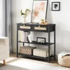 Rattan-Like Narrow Console Table with 2 Drawers, 31.5-Inch Sofa Table with Storage, for Hallway and Foyer 3