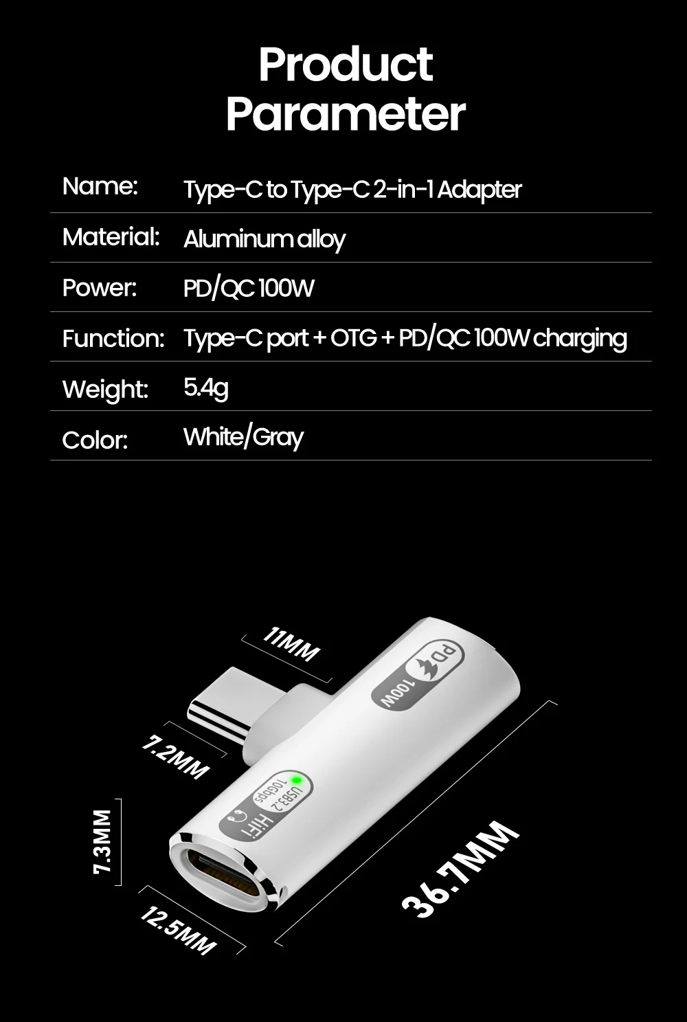 OLAF USB-C 2-in-1 Audio & Charging Adapter 100W