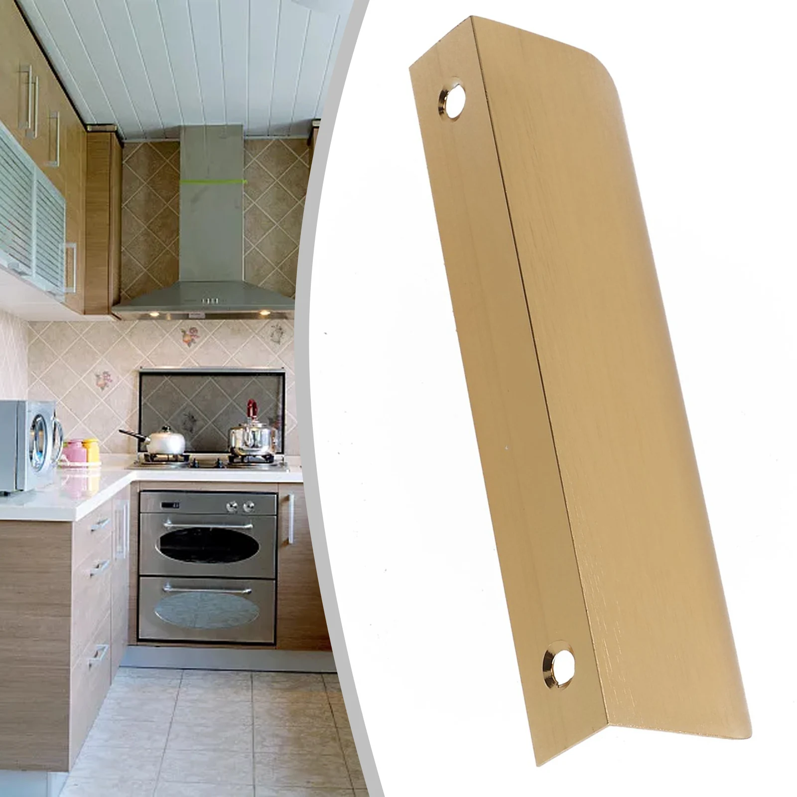 Description Picture 5 of itemGolden Kitchen Cabinet Door Handle Pull Modern Simple Cupboard Drawer Concealed Finger Edge Pull 80-400mm Office Bathroom Parts