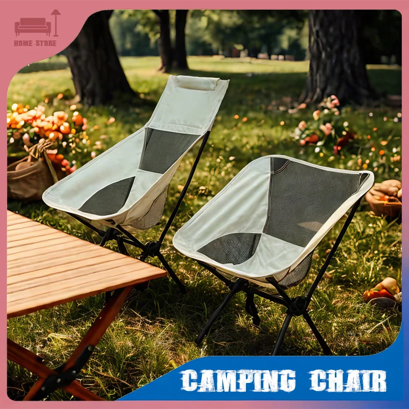 Folding Chair Outdoor Camping Moon Beach Portable Leisure Travel BBQ Fishing Detachable