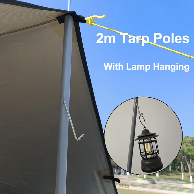 Palo per telo regolabile da 2m con lampada a sospensione pieghevole da  campeggio per esterni asta