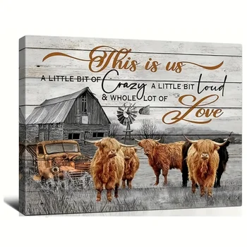 Highland Cow Farm Canvas 1
