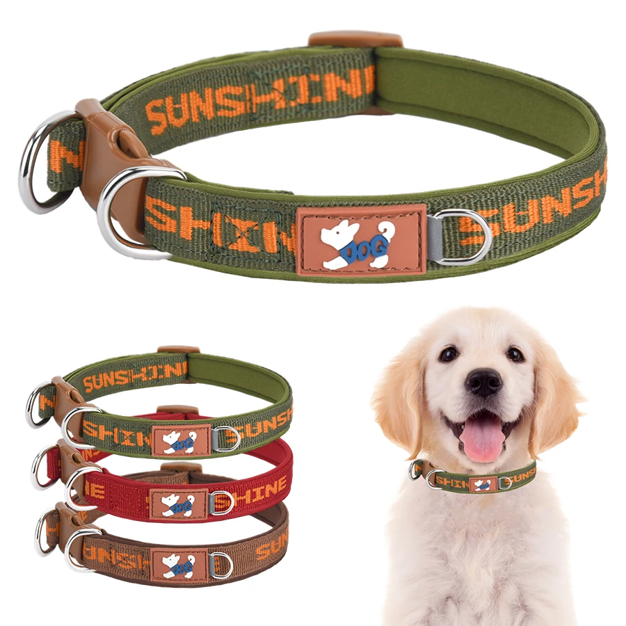 Pet dog adjustable collar Two metal D-ring and durable buckle Colorful prints Suitable for large medium and small dogs