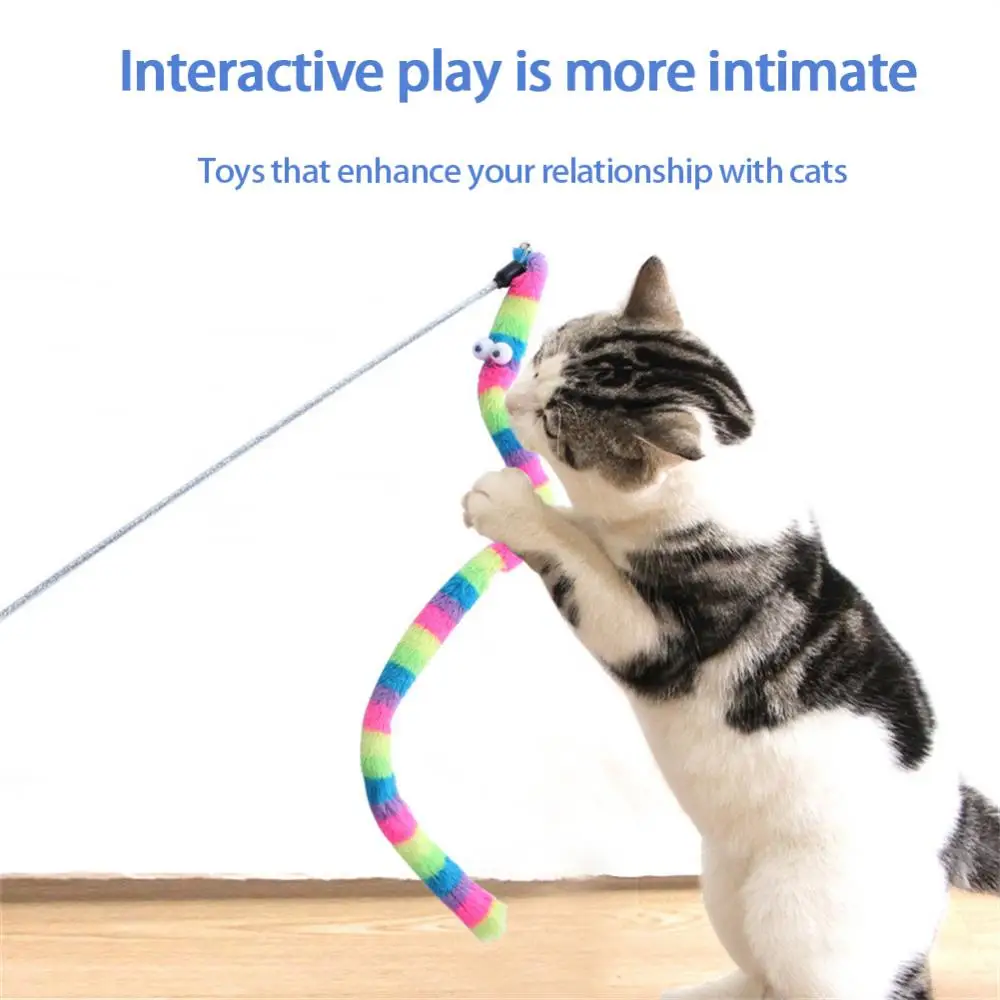 Interactive Caterpillar Colorful Cat Stick Elastic Wire Tickling Pets