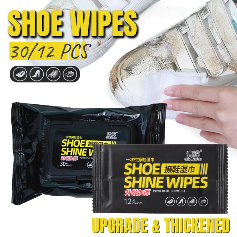 Shoe Cleaner 12/30PCS Sneaker Cleaning Wipes Portable Disposable Quick Cleaning Wet Wipes White Shoes