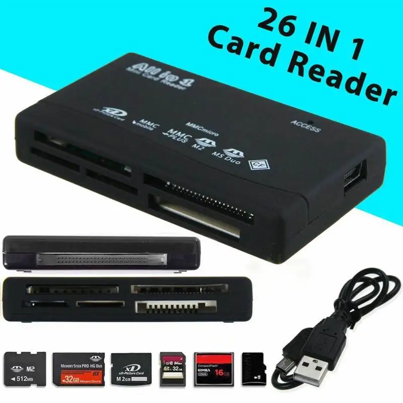 Lector de Tarjetas de Memoria 6 en 1 para SD, Micro SD, CF, XD, MS Pro, M2, Adaptador USB Universal para Windows 11, 10, 8, 7, Mac OS, PC