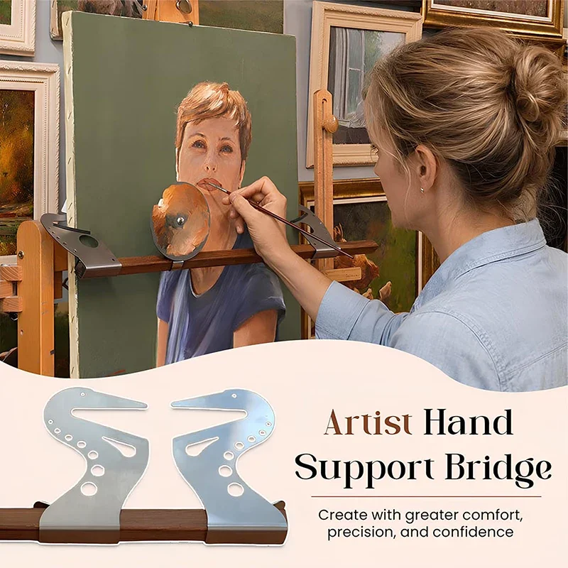 Easel Hand Rest Support Bar Artist Hand Bridge With Adjustable Handrails For Painting Details Working On Easels Supporting Tool - 2