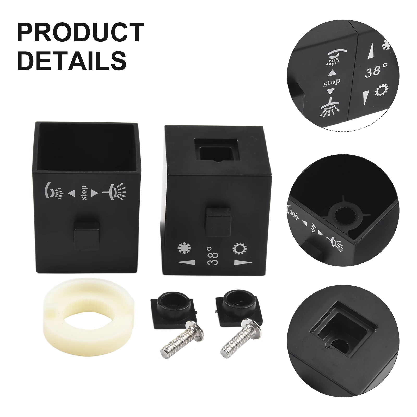1 Pair Square Shower Temperature Control Handle Knob Black Thermostatic Handle Shower Bathroom Parts