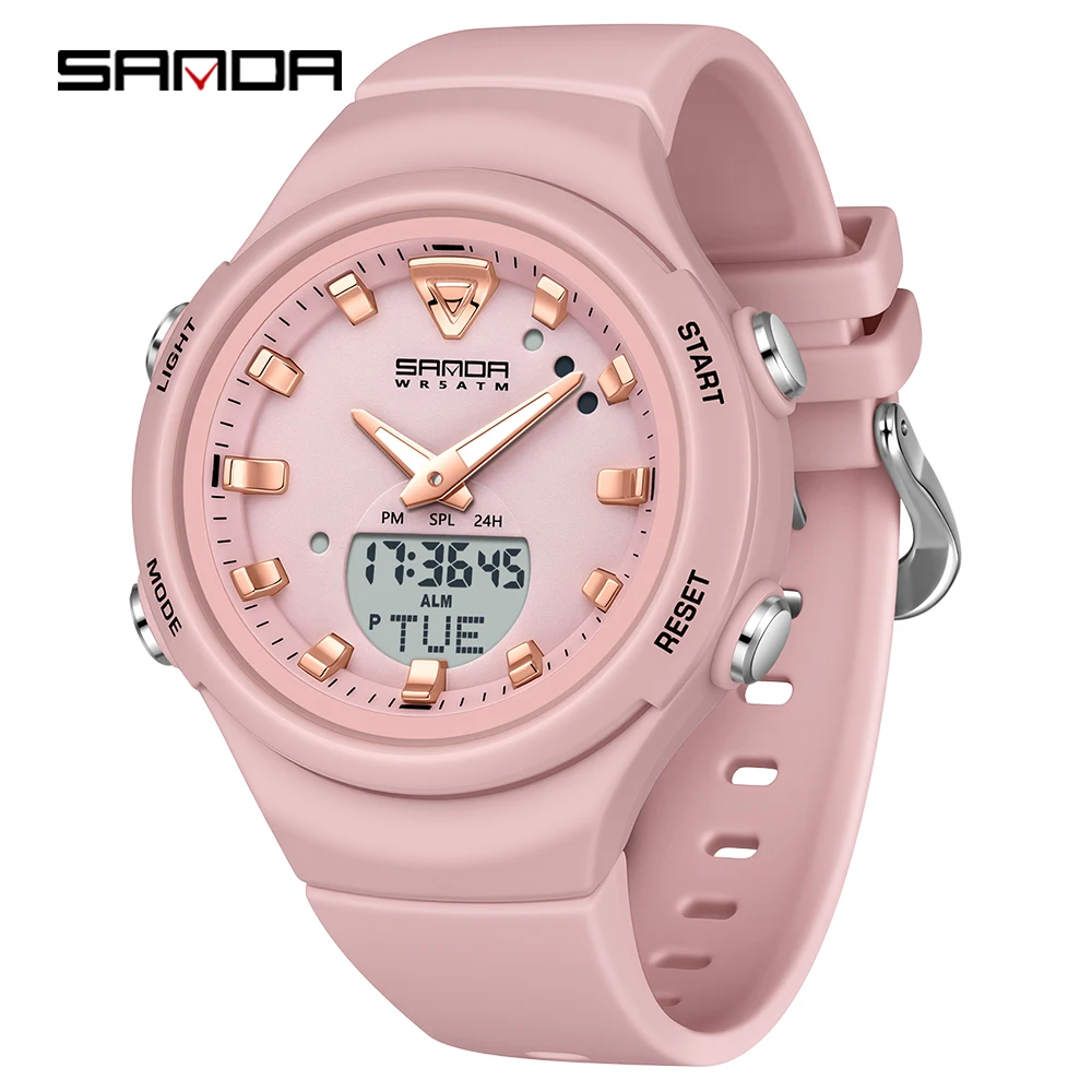 SANDA Men's Dual Display Luminous Sports Watch - Shockproof Fashion Electronic Quartz