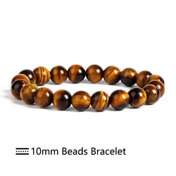 Elegant Natural Tiger Eye Stone Beaded Bracelet - Reiki Healing Jewelry Gift - 21cm-8.27inch (10mm Bracelets)