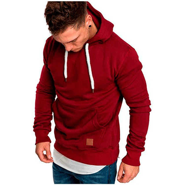 Autumn and Winter Men's Fashion Hoodie Casual Sports Shirt Long Sleeve Pullover Solid Simple Long Sleeve T-shirt Men's Top