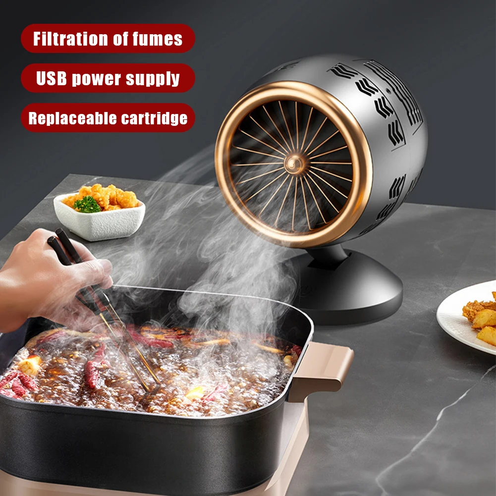 Portable Desktop Range Hood Low Noise Kitchen Exhaust Fan Height Angle Adjustment Extractor Cooker Range Hood for BBQ Hot Pot