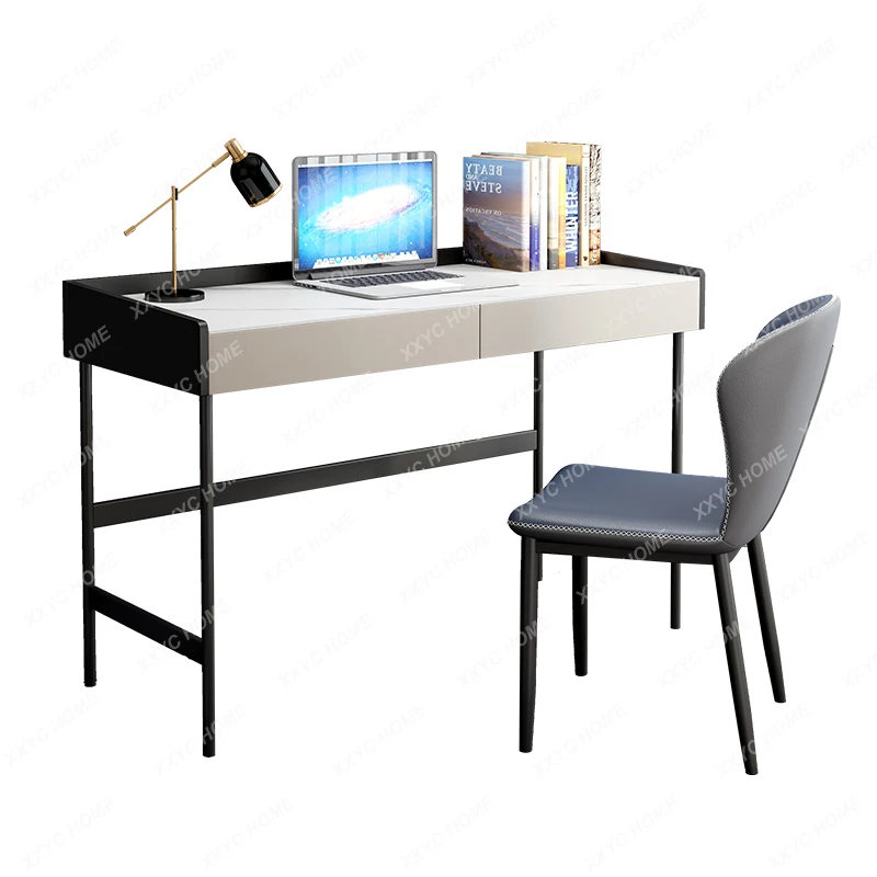 Modern Minimalist Stone Plate Living Room Study Integrated Computer Office Iron Work Desk office furniture  escritorio