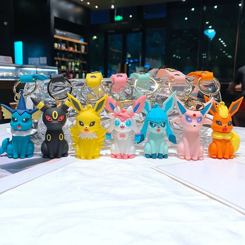 Pokémon Eevee Familie Schlüsselanhänger Cartoon Puppe Schultasche Anhänger Auto Schlüsselanhänger Anhänger kleines Geschenk – Detail 2