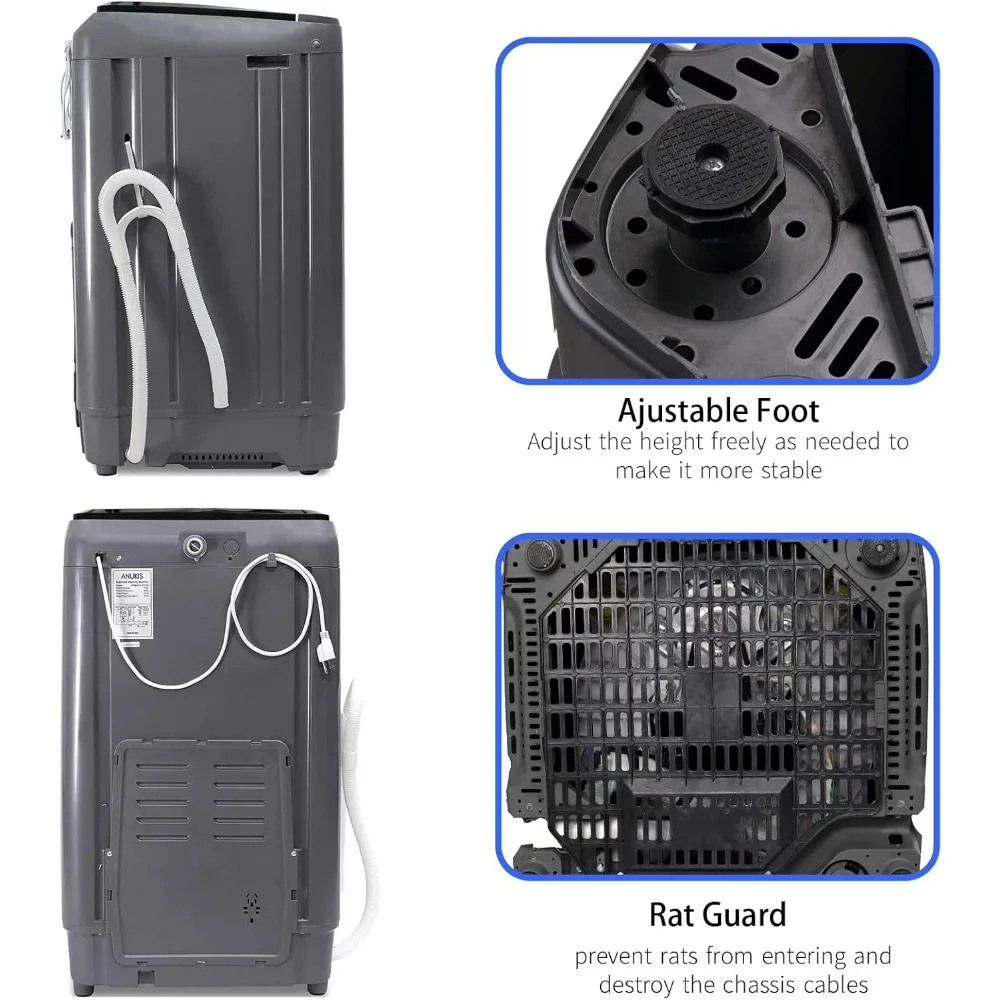 Washing Machine Fully Automatic with Drain Pump, 13 Lbs Capacity, 10 Wash Program & 8 Water Levels, Portable Washing Machine 5