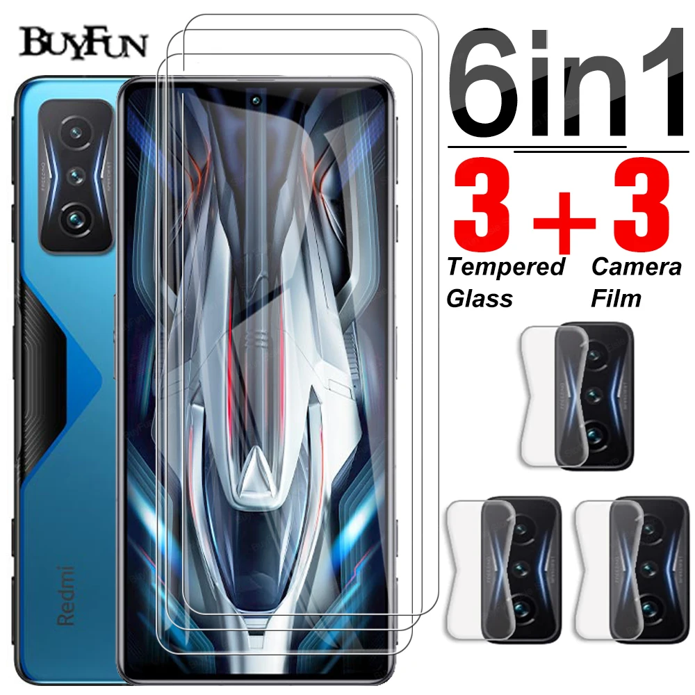

BUYFUN 6 в 1 закаленное стекло для Xiaomi Redmi K50, игровой протектор экрана, крышка объектива, пленка для Redmi K50 K 50 Pro, защитное стекло