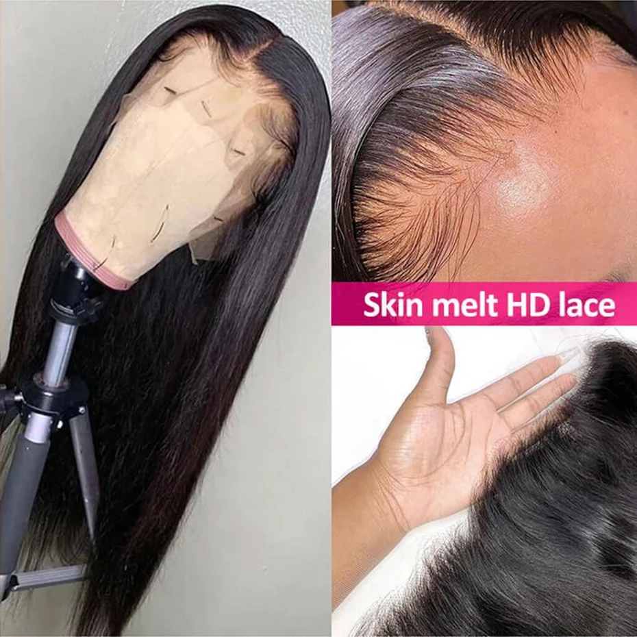 Human Hair Wig 30 32Inch 13x4 13x6 Lace Front Straight Transparent Lace Pre Plucked for Black Women