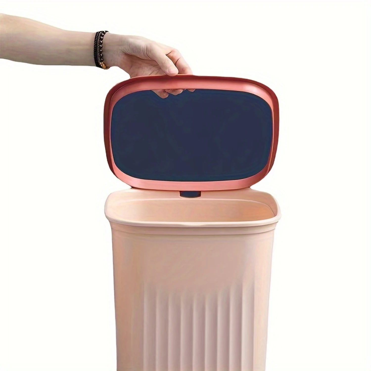 Simple Lidless Trash Can Creative Pressure Ring Waste Paper Bucket Garbage Can for Kitchen Living Room Bathroom Dorm And Office