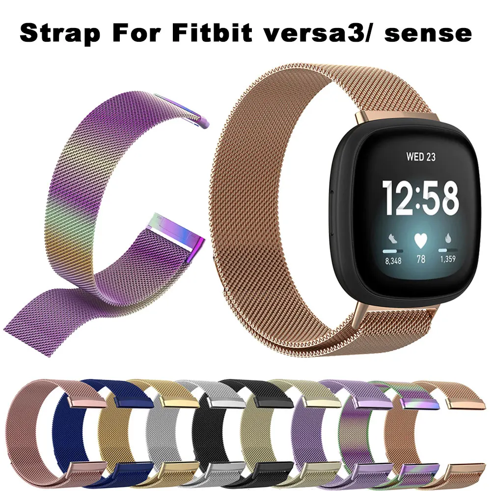 

For Fitbit Versa 3 4 Sense Milanese Watchband For Fitbit Versa4 Versa3 Stainless Steel Metal Strap Wristband Replace Bracelet