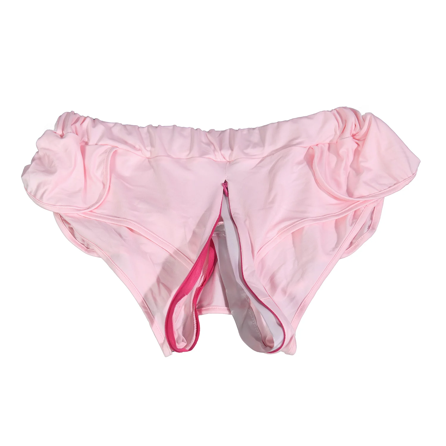 Woman Open Crotch Shorts Double Hidden Zipper Crotchless Skirt Leggings Butt Expose Outdoor Sex Sport Tight Pants