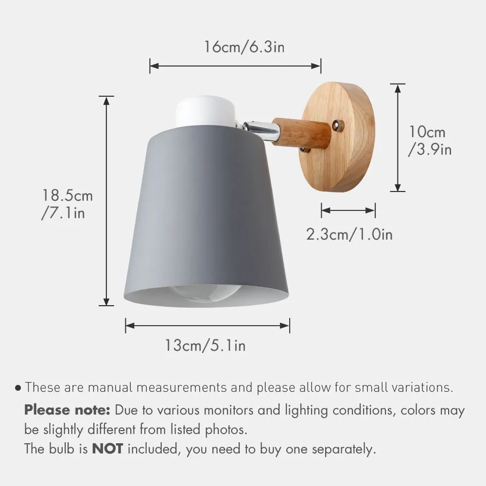 Wooden Wall Lamps Nordic Bedside Wall Light Switch Sconce Modern For Bedroom Macaroon 6 Color Steering Head E27 85-285V led wall lamp,wall sconces light,wall lamp