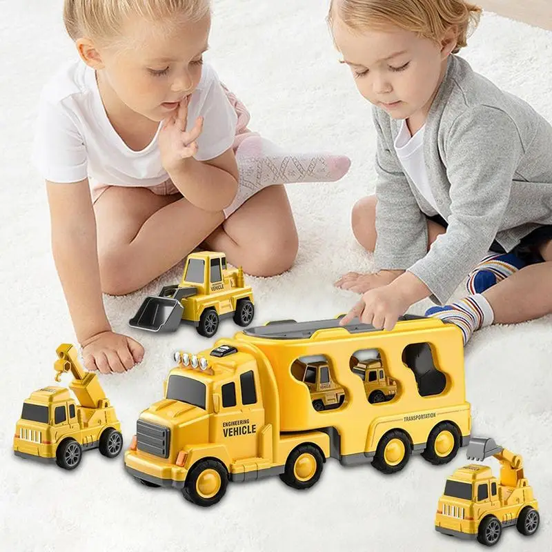 

Toy Construction Toy Set 5pcs Toy Engineering Vehicles Set Moderate Size Trucks Mini Car Toy For Home School Kindergarten