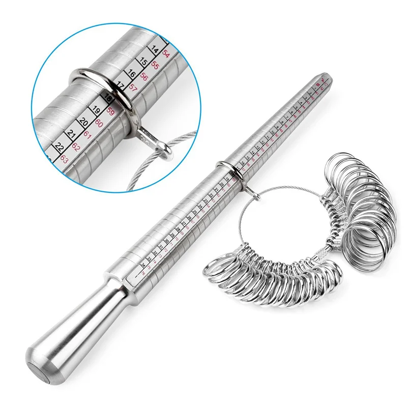 Metal Ring Sizer Gauge Mandrel Finger Sizing Measure Stick Standard Tool  Sliver