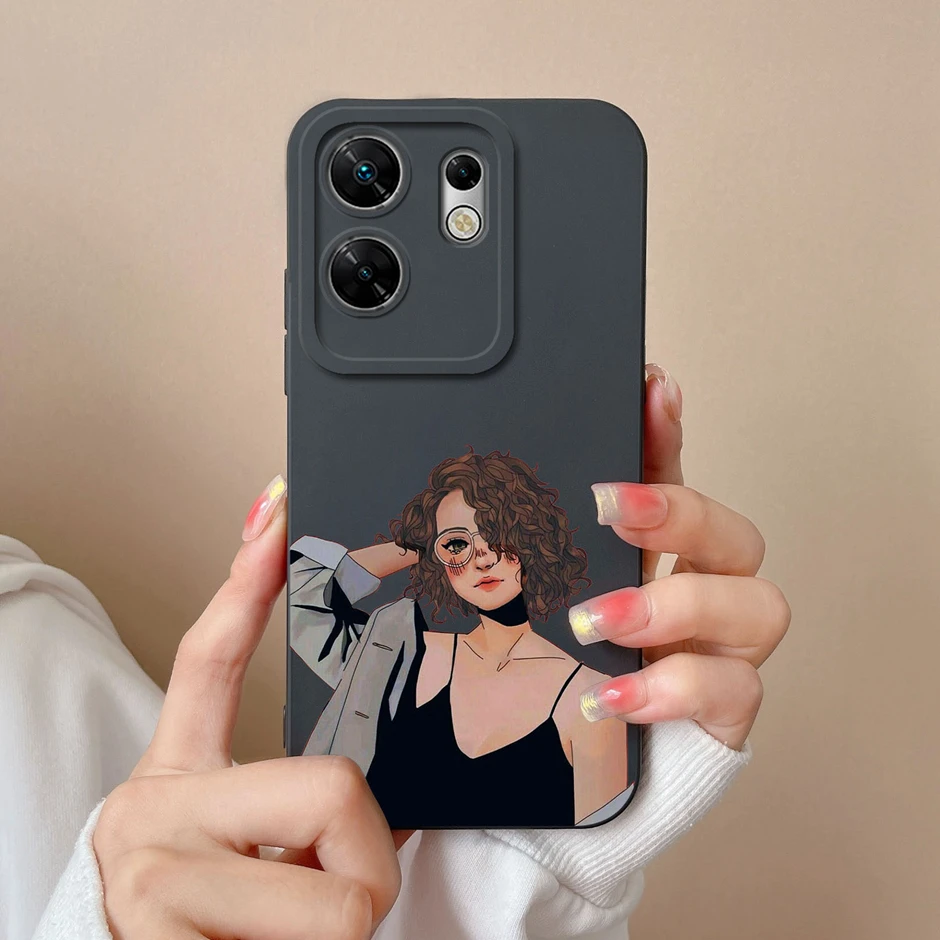 Liquid Silicone Soft Phone Cover - Funny Sweet Girl Cat Design, Ultrathin Protective Case