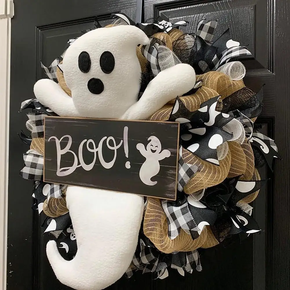 

Halloween Wreath Boo!Farmhouse-Ghost Wreath Outdoor Front Door Indoor Wall Decor Halloween Decorations Outdoor