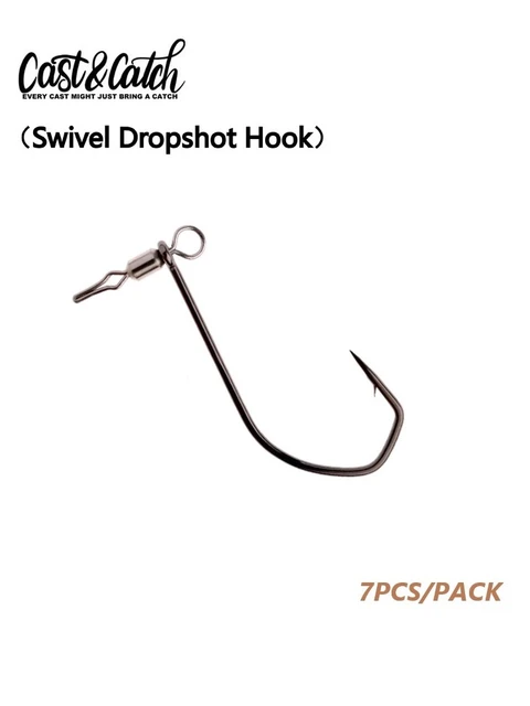 20pcs Drop Shot Swivel Hooks Down Shot Rig Hook Soft Worm Fishhook Bass  Fishing