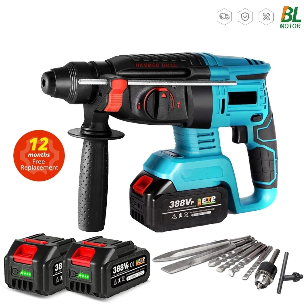 Cordless Electric Impact Drill Brushless Electric Hammer Multi-Functional Rotary Electric Pick 26mm1680W for Makita 18V Battery nextool multi functional hammer