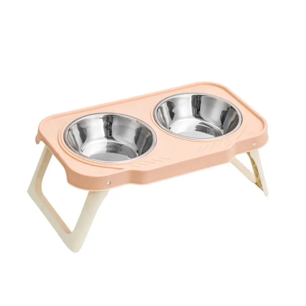 Double Bowls Pet High Footed Bowl Anti-flip Detachable Cat Food Water Bowl Anti-vomiting Multifunction Pet Food Dispenser
