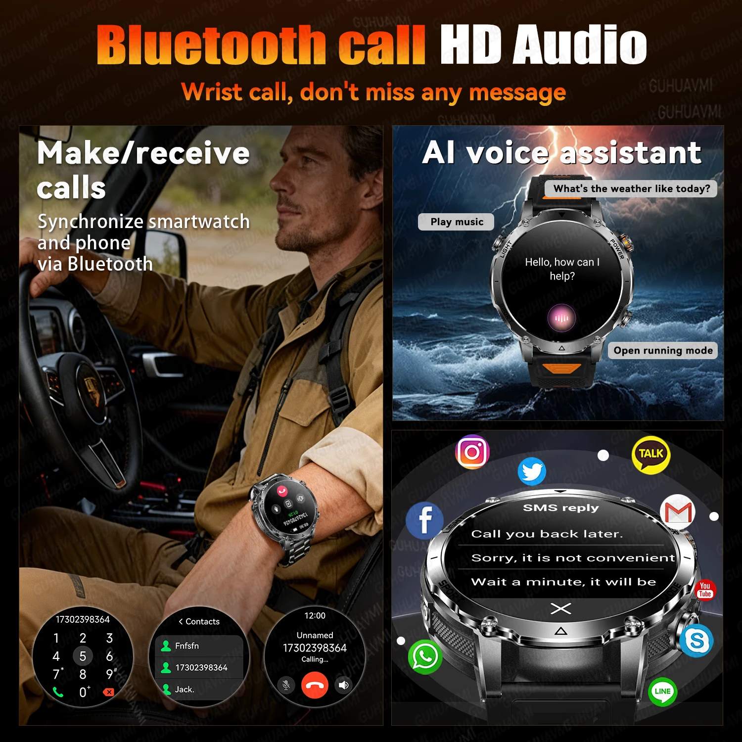 2026New Military Sports Smart Watch Men 1400mAh Battery 1.7" Screen Strong Flashlight GPS Track Waterproof Clock For Android IOS_voghion.com