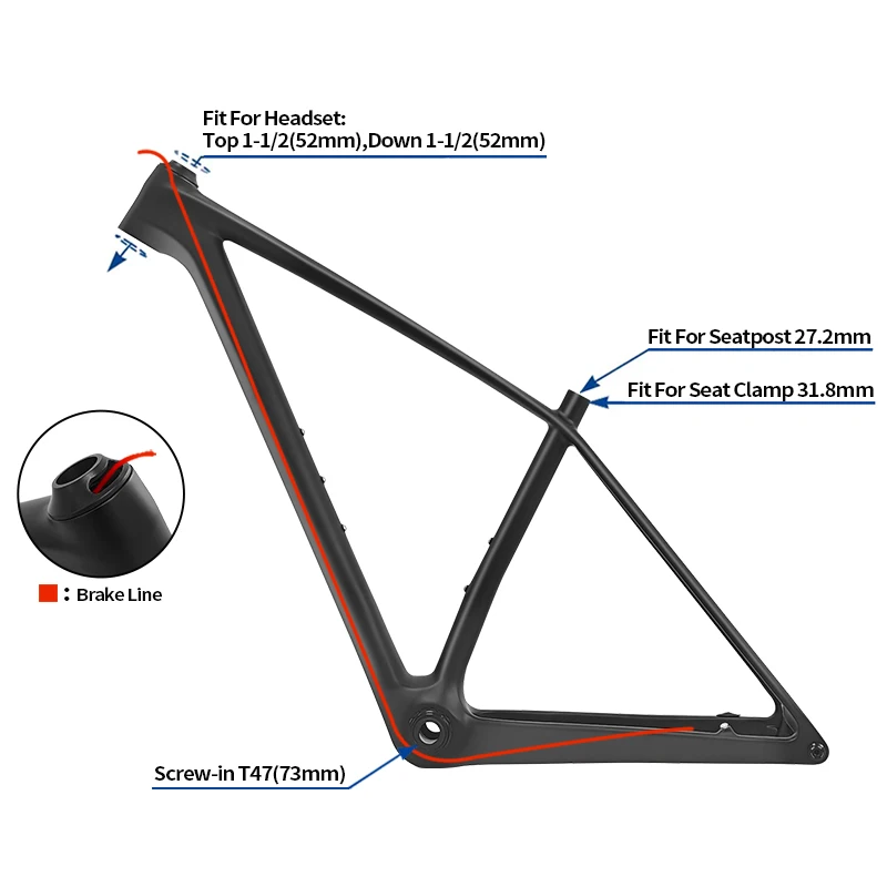BXT T000 Carbon MTB Frame 29er Mountain Bike Hardtail Frames BOOST 148*12mm Thru Axle 29er*2.4 MTB Bicycle Frame