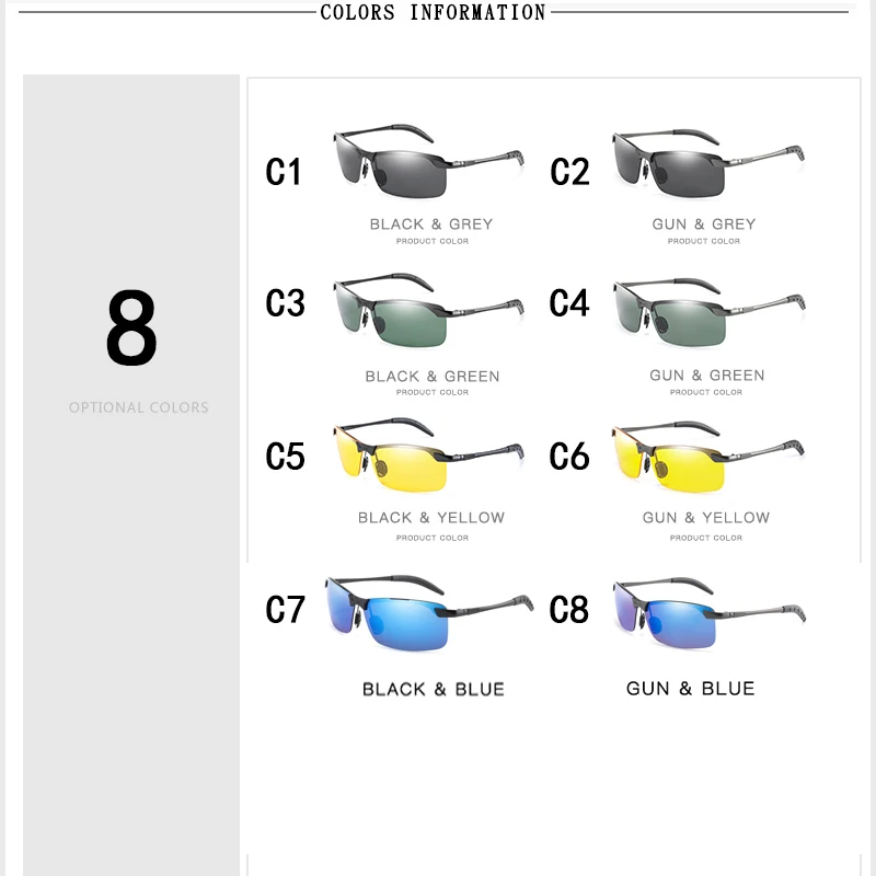 Photochromic Sunglasses Men Polarized Chameleon Glasses Male Change Color Sun Glasses Day Night Vision Driving Eyewear Uv400