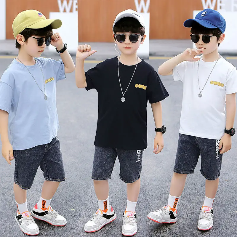 

Boys Teen 5 6 7 8 9 10 11 12 Years Clothes Set Short Sleeve T-Shirt +Pants Summer Kids Boy Sports Suit Children Clothing Outfits