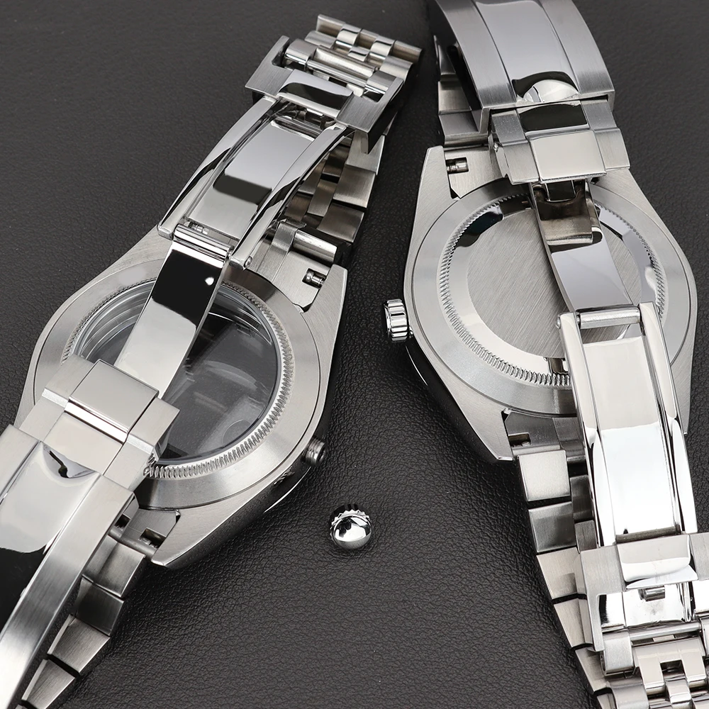 36mm/40mm Uhrengehäuse mit geriffelter Lünette, Glide-Lock-Armband, Saphirglas für DJ SK NH35 NH36 NH34 NH70 Miyota 8215 Uhrwerk Air King Oyster – Detail 7