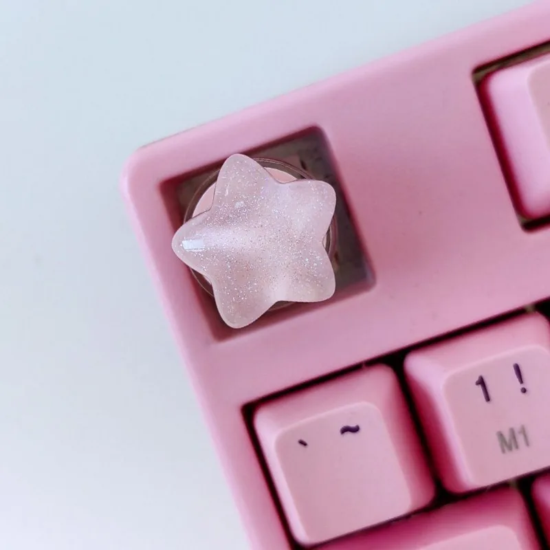 Set of 4 Translucent Star Keycaps - Cute Personalized Gift