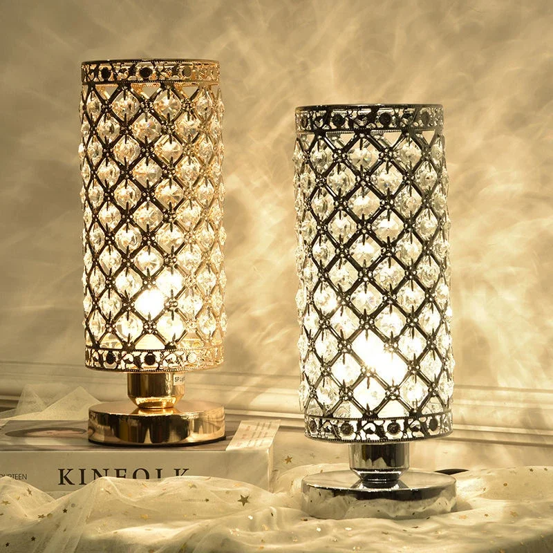 LED Modern Touch lampada decorativa in cristallo rosa per camera da letto in oro e argento Design creativo illuminazione per interni di lusso image
