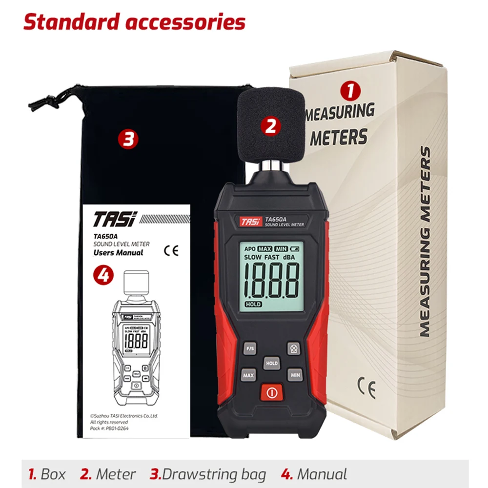 TASI TA650A Digital Sound Level Noise Meter Measurement 30-130dB Decibel Detector Audio Tester Metro Smart Sensor sound level meter digital noise meter